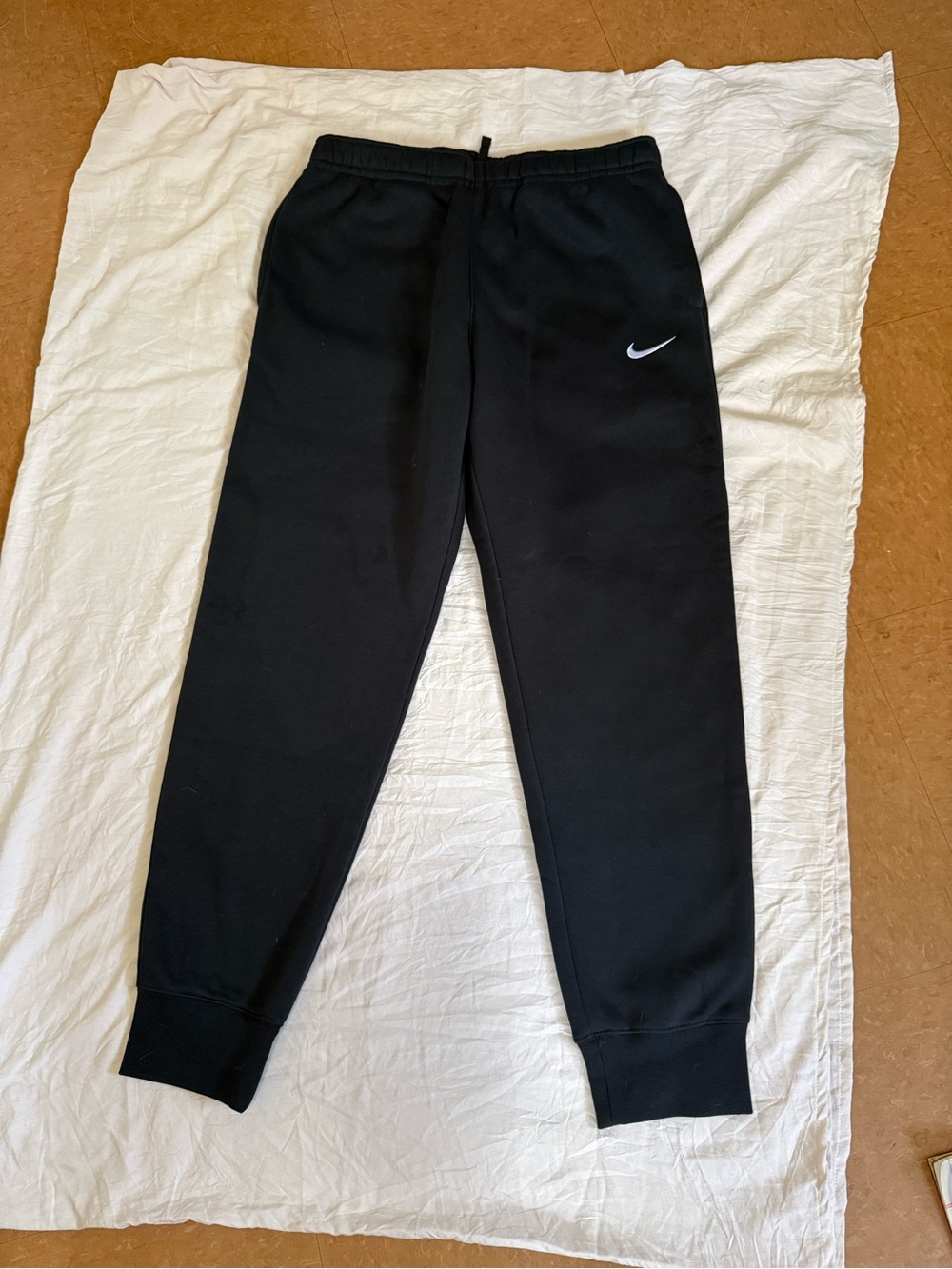Nike Men Black Jogger Sweatpants with White Swoosh